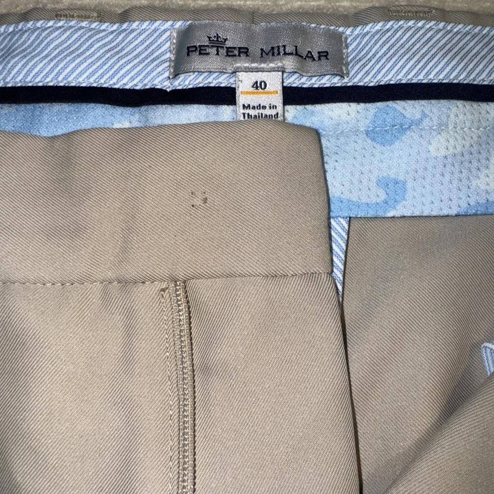 Peter Millar Golf Shorts Mens 40 Khaki Tan‎ Performance Polyester Flat Front